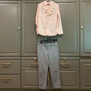 Banana Republic light grey slacks, sz 6 & blouse.